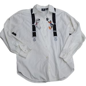 💥50% sale💥Vintage Warner Bros button down suspenders shirt szS #838